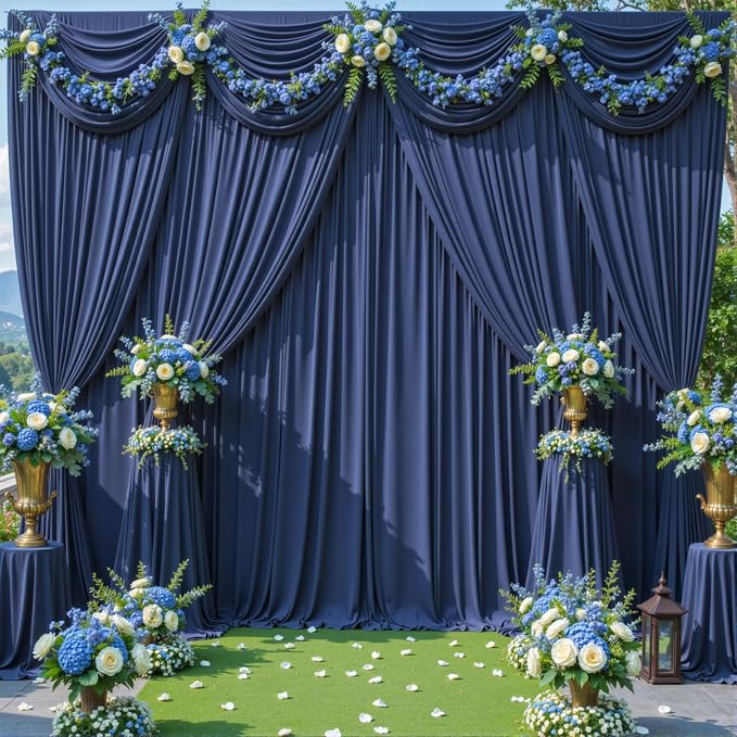 10 Panels Navy Blue Backdrop Curtains - Image 9