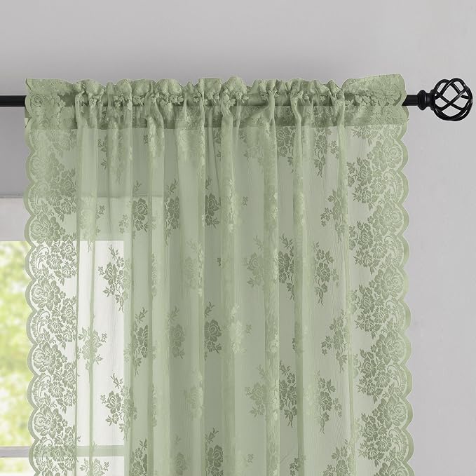 Kotile Sage Green Sheer Curtains by Kotile+Curtains