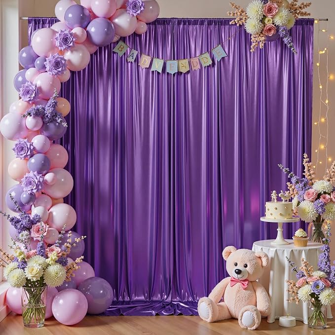 50x10ft Shimmer Purple Sequin Backdrop Curtain - Image 8