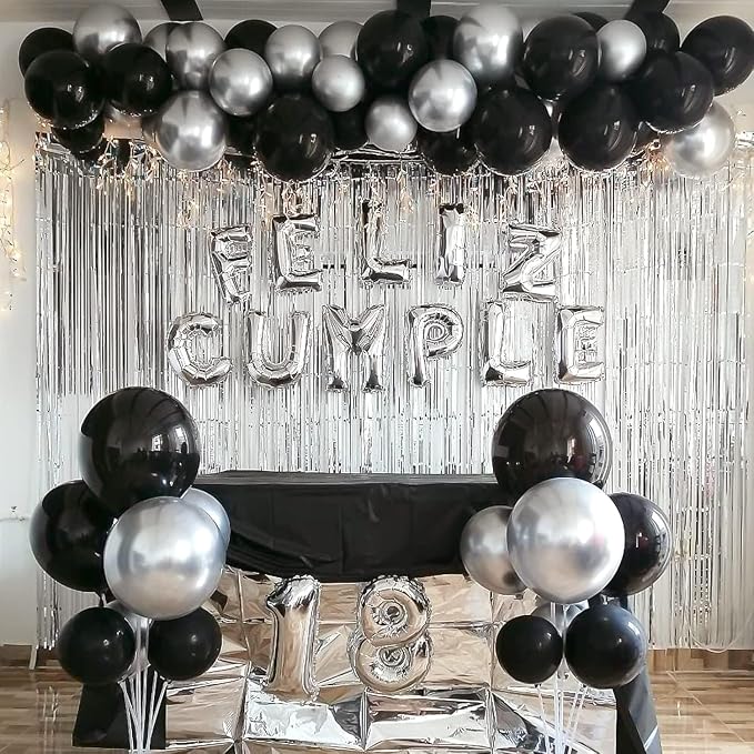 Black and Silver Balloons, Thick & Durable, - Image 5
