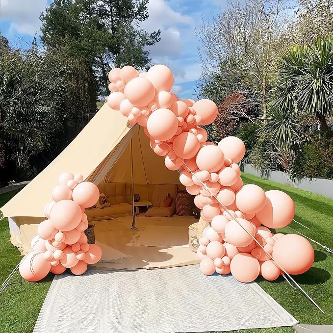200 Pieces Pastel Orange Peach Balloons Garland Arch Kit Light Orange Balloons - Image 4