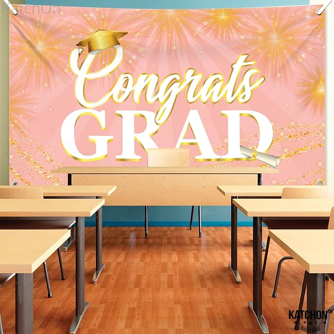 KatchOn Graduation Decorations 2026 Congrats Grad Banner Rose Gold | Graduation - Image 5