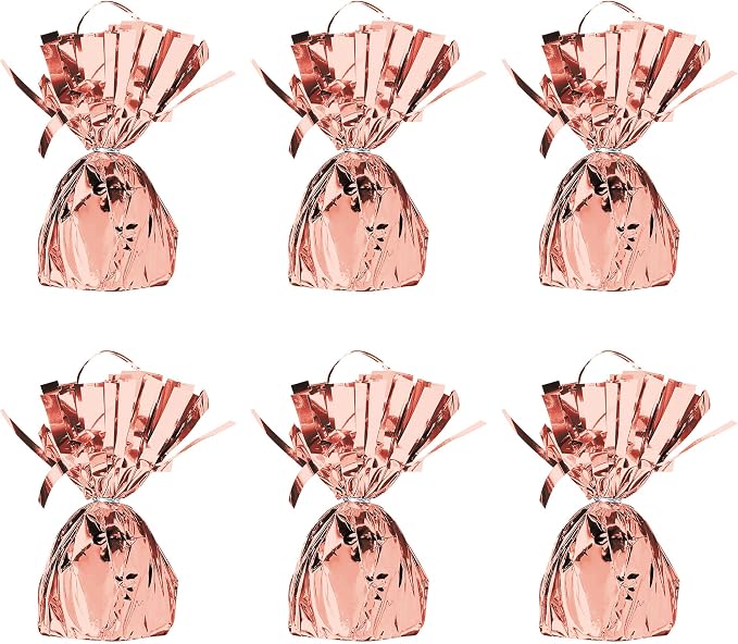 Beistle Metallic Wrapped Balloon Weight – 6 Pack, Rose Gold Balloon Centerpiece by Beistle