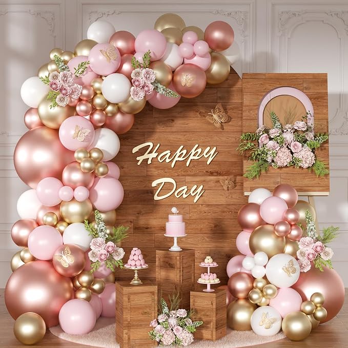 Rose Gold Pink Balloon Arch Kit 163 Pcs rose gold Balloon Garland Kit Include by NUTTYBASH