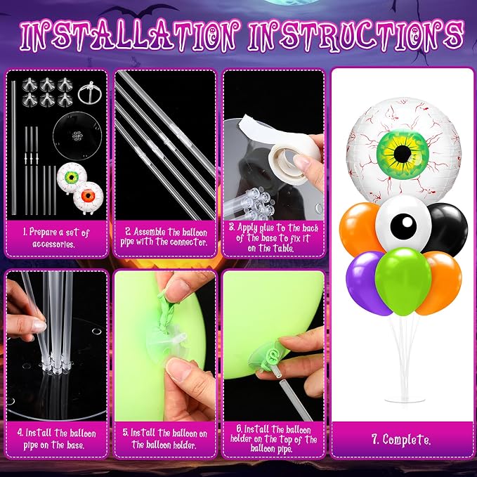 Seematn 2 Set Halloween Balloon Stand Kits Eyeball Balloon Sticks Holder - Image 4
