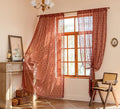 YJ YANJUN Boho Lace Sheer Curtains, Burnt Orange Terracotta, 59x90 inches | 2 by YJYANJUN