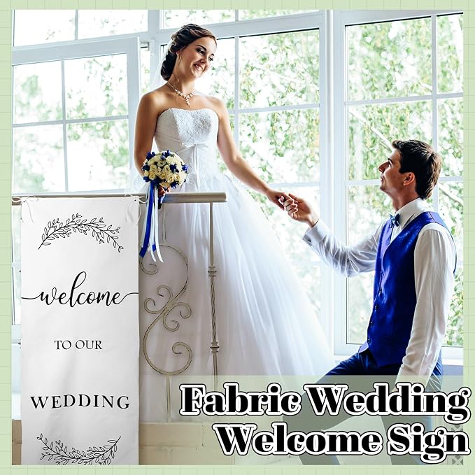 Yousoontic Welcome to Our Wedding Linen Rustic Wedding Welcome Banner Plain - Image 6