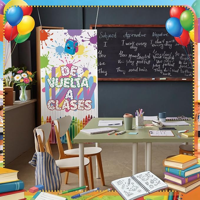 HunnmingRe De Vuelta a Clases Crayon Classroom Door Decor Bienvenidos Banner En - Image 7
