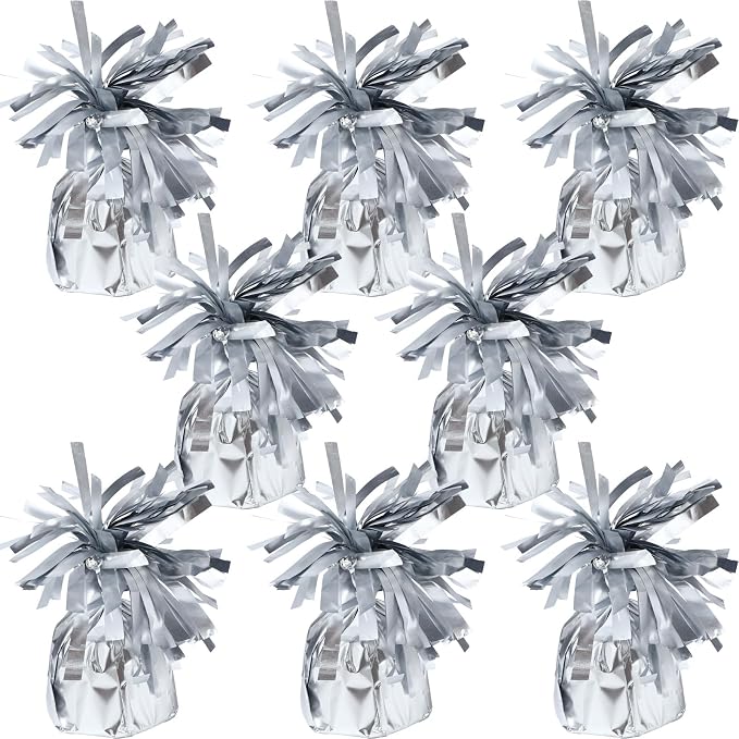 8 Pcs Silver Metallic Balloon Weights Holder Anchors Balloon Holder Weights by ZCYSRLQIN