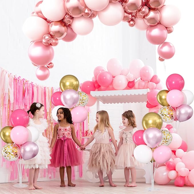 Pink White and Gold Balloons Table Centerpieces Stand Kit 4 Sets - Image 5