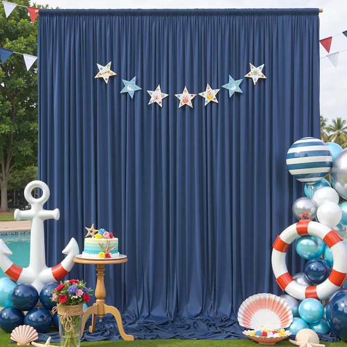 50ft×12ft Wrinkle Free Navy Blue Backdrop Curtain - Image 6