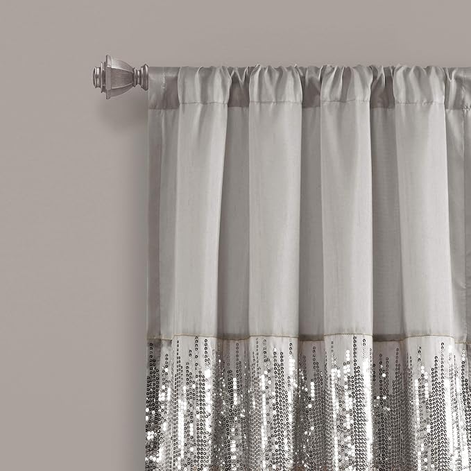 Lush Decor Night Sky Window Curtain Panel, Single 42"W x 108"L Gray & Blush - Image 3