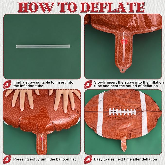 12 Pcs Football Balloons, 18 Inch Football Foil Balloons, Football Party - Image 7