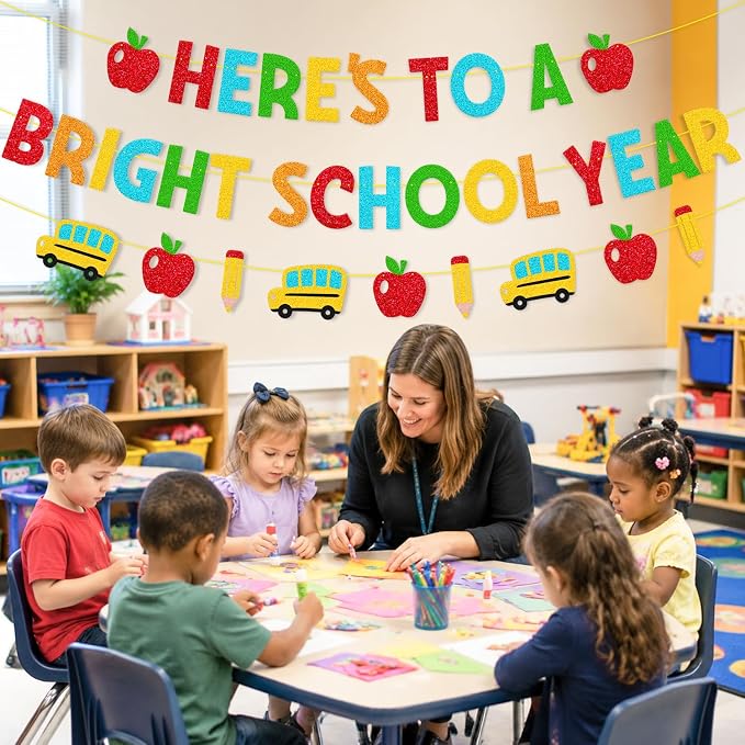 Here’s to A Bright School Year Banner Welcome Back to School Theme | Happy - Image 4