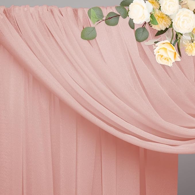 Blush Wedding Arch Draping Fabric Backdrop Drapes Sheer 3 Panels | 28.7"x20FT - Image 4