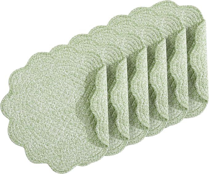 HOMBYS Quilted Placemats Set of 6 Washable Round Placemats by HOMBYS