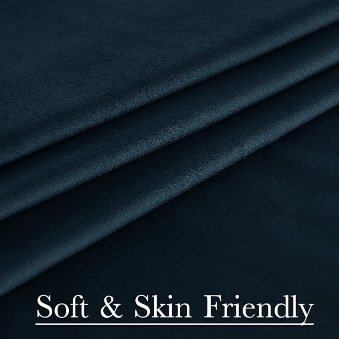 Navy Blue Curtain for Doorway 80 inch Length, Back Tab Velvet Thermal Insulated - Image 7