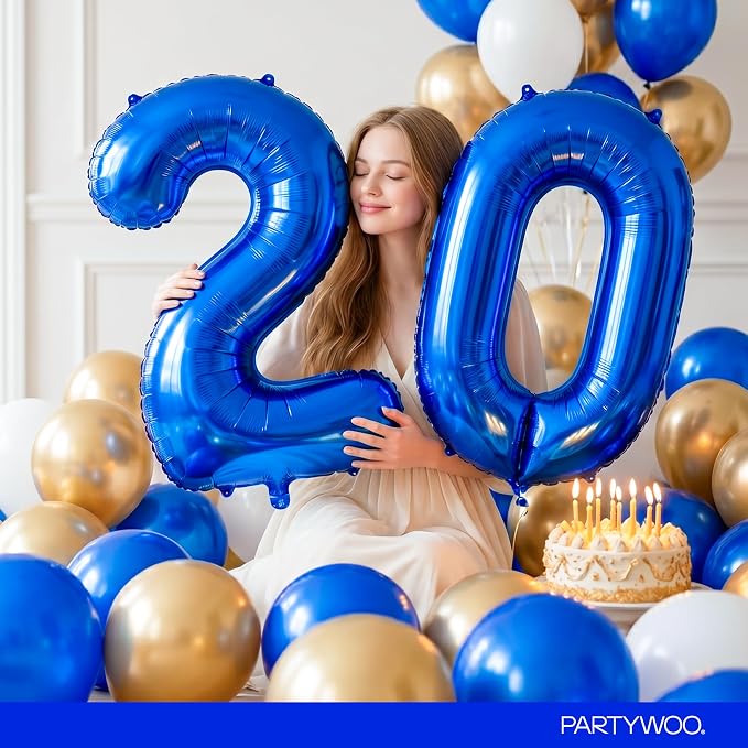 PartyWoo Number Balloons 40 Inch Blue Number 2 Kit - Image 8