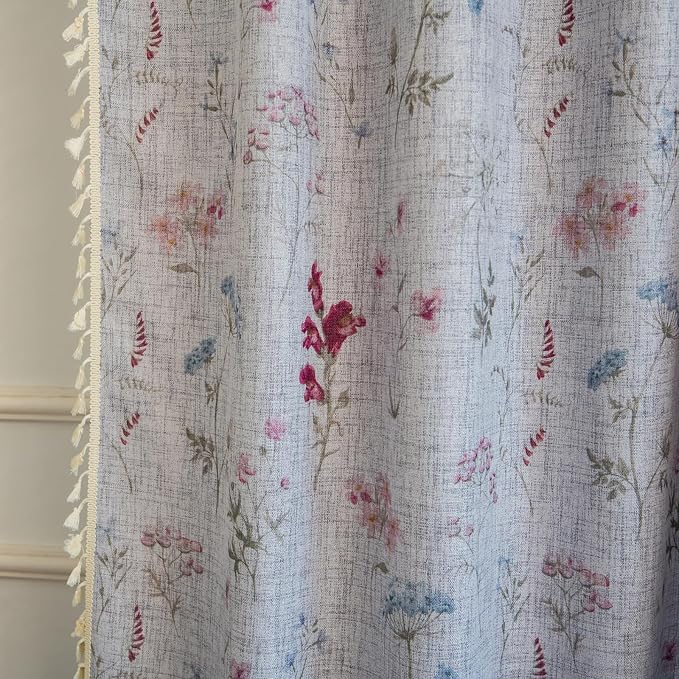 ENJOYBRIDAL Floral Curtains 84 Inch Long Semi Sheer Cute Drapes Light Filtering - Image 6