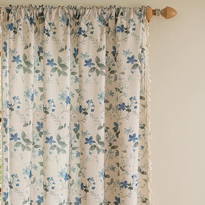 ENJOYBRIDAL Floral Curtains 84 Inch Length Farmhouse Semi Sheer Drapes - Image 2