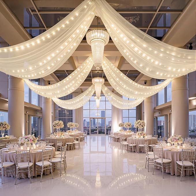 6 Panels Beige Ceiling Curtains by Unknown