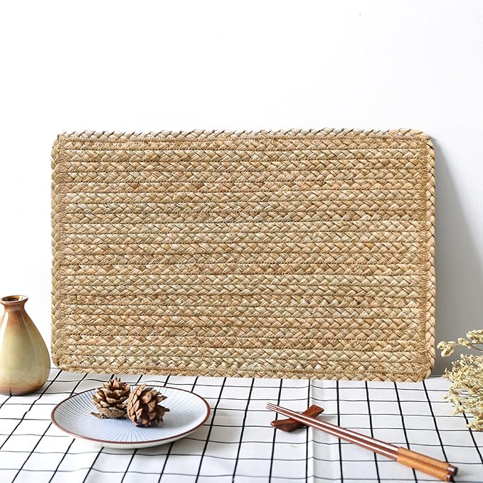 Woven Placemats Set of 4 Rattan Placemats Rectangle Natural Placemats Wicker - Image 3