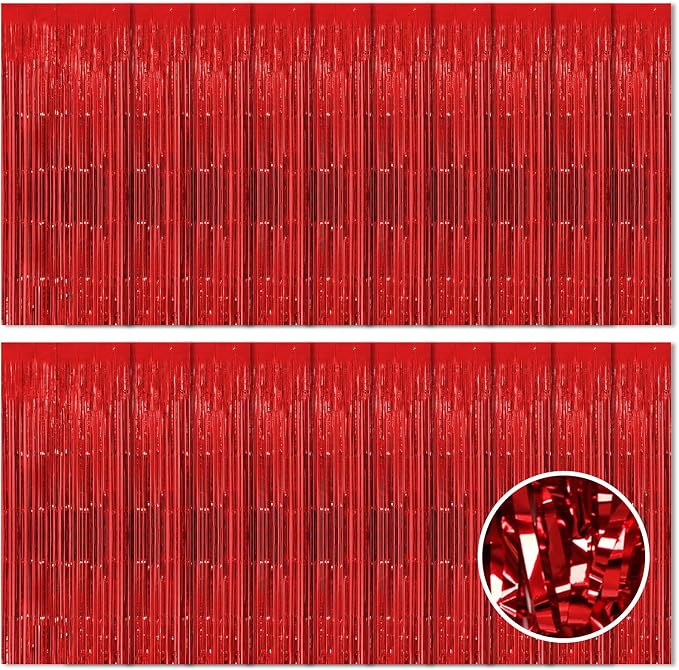 20 Pack Red Foil Fringe Curtains by Ohiyoo