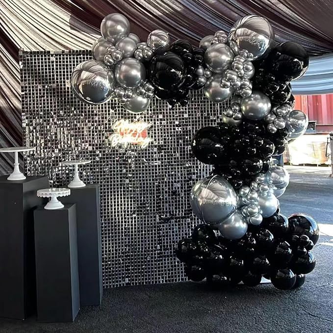 Black and Silver Balloons Arch Garland Kit, Graduation, Baby Shower, Disco New - Image 6