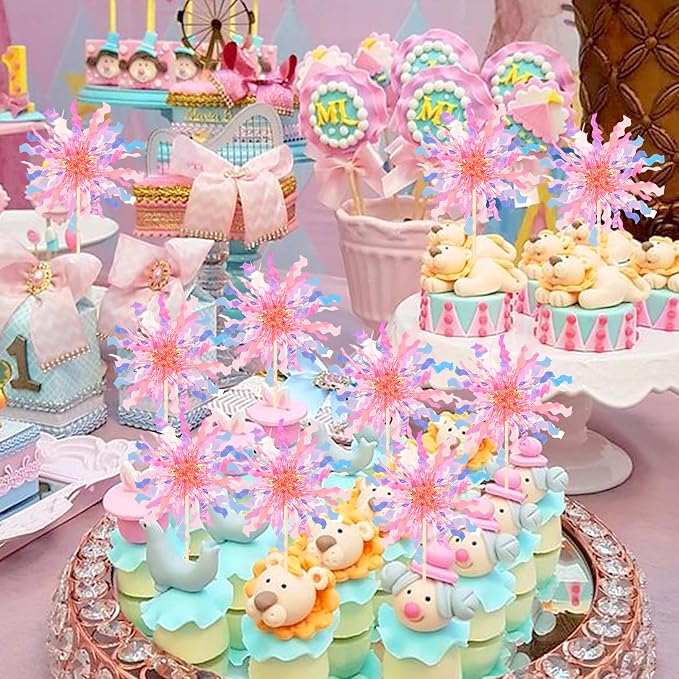 30 PCS Foil Firework Cupcake Toppers Sparkle Tinsel Cupcake Picks Happy - Image 6