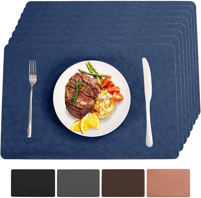Vinyl Placemats Set of 8 Heat Resistant Easy Clean Non-Slip Place Mats by BxzanDya-LifeSmartMaker