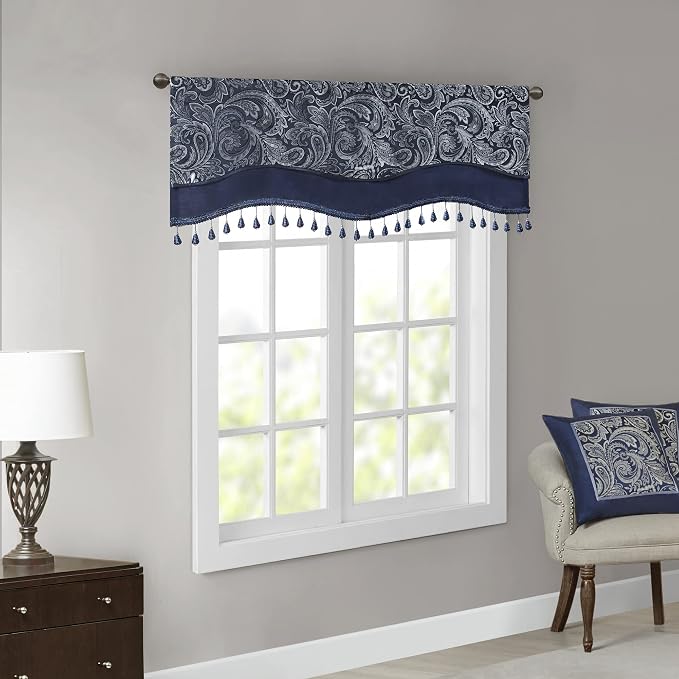 Madison Park Faux Silk Paisley Jacquard, Rod Pocket Curtain by MADISONPARK