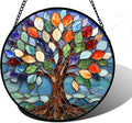 DASTOLL Stained Glass Window Hanging, Colorful Tree of Life Sun Catchers Glass by DASTOLL