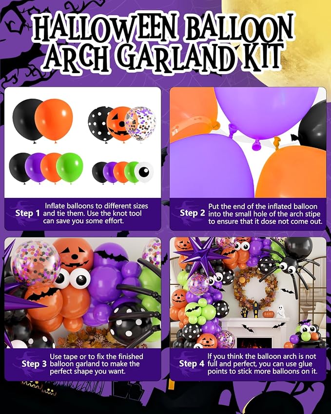 Halloween Balloon Arch Garland Kit, Explosion Star Foil Balloons - Image 8