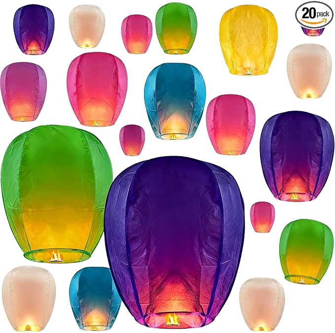 Paper Lanterns 20Pcs Set, Including Hanging Rectangular Lanterns, Suitable by Unknown