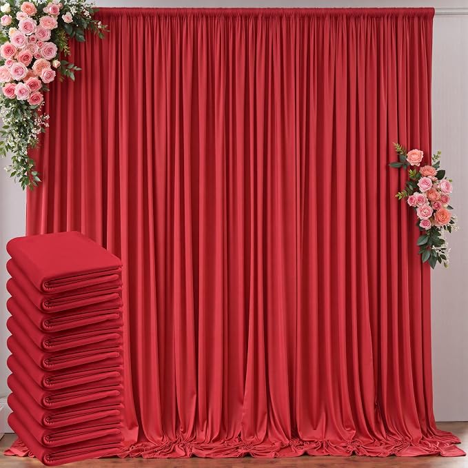 50ft x 10ft Wrinkle Free Red Backdrop Curtains by Outpain