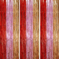 Voircoloria 3 Pack 3.3 x 8.2 ft Valentine Foil Fringe Backdrop Curtains by Voircoloria