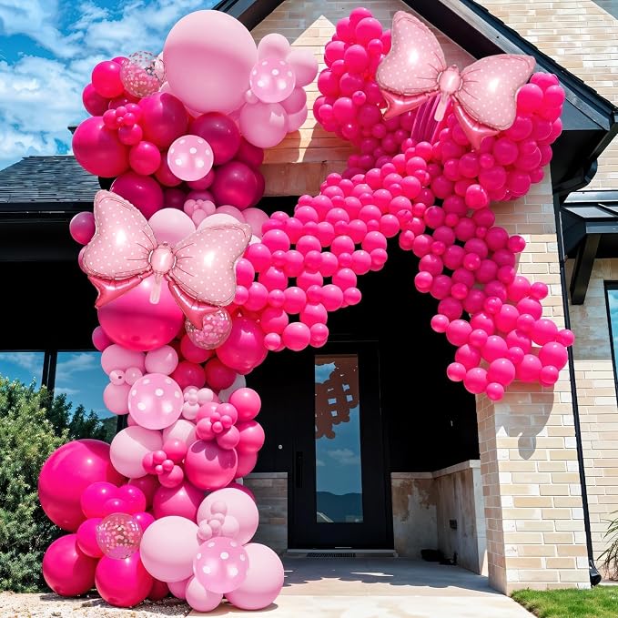 Pink Bow Balloons, Polka Dot and Confetti Latex Balloon - Image 4