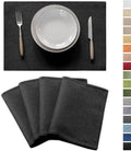 Demetex Black Placemats Set of 4 Stain Resistant Cloth Place Mats Heat by DEMETEX