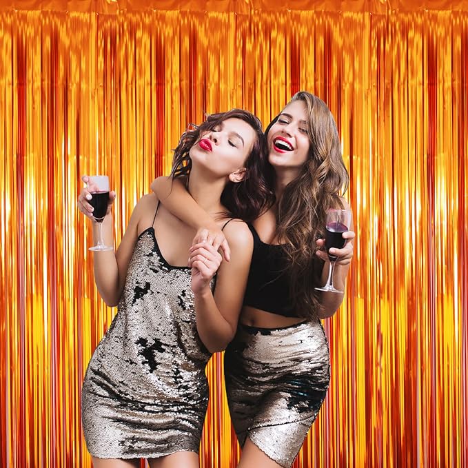 GOER 3.2 ft x 8.2 ft Metallic Tinsel Foil Fringe Curtains Party Photo Backdrop - Image 4