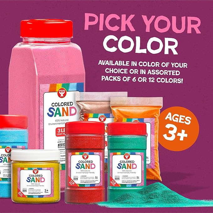 Hygloss Colored Sand for Crafts - 1 lb Bottle, Red and Green - Vibrant Colorful Fine Sensory Play Sand Art Kits for Kids - Classroom Activities for Children 3 4 5 6 7 8 9 10 11 12 - Safe for Ages 3+