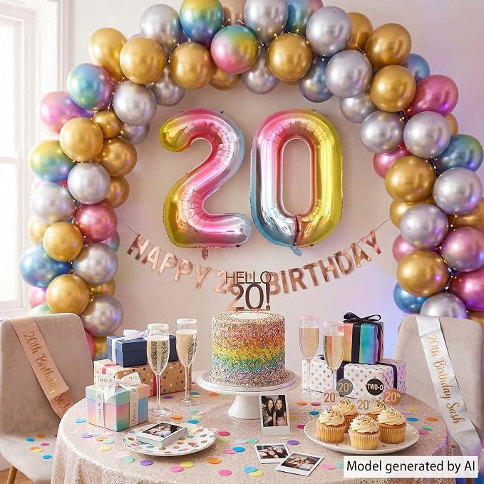 Rainbow Ombre Number 20 Balloon 40 Inch Pastel Foil - Image 6