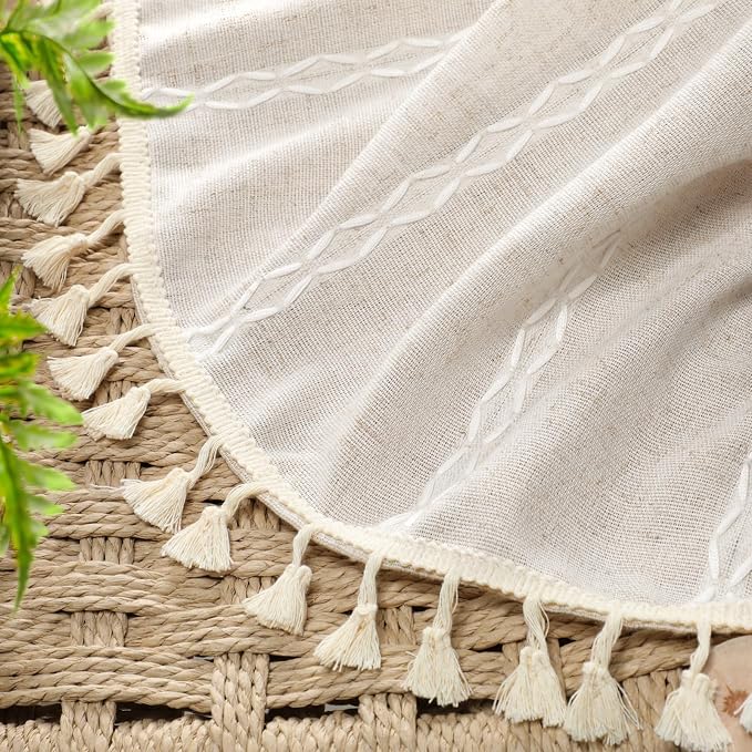 Ivory 100% Boho Blackout Curtains 72 Inch 2 Panels - Image 4