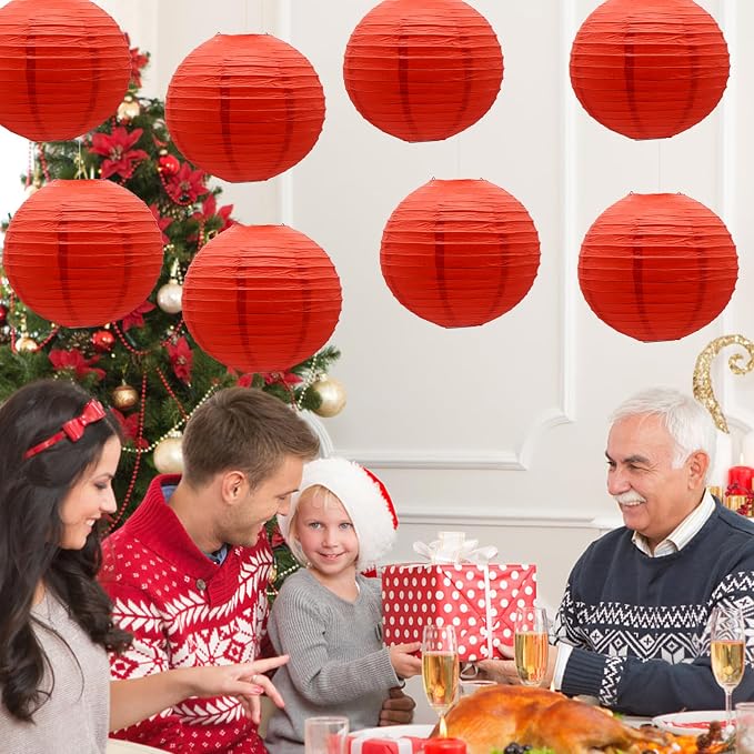 Red Paper Lanterns Round Shape Chinese Japanese Lanterns - Image 6