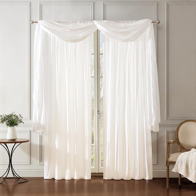 Athena Faux Silk Window Curtain and Scarf Set - Image 8