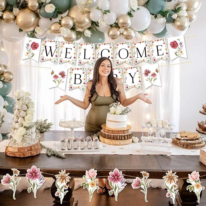 Wildflower Baby Shower Banner, Flower Birthday Party Decorations | Boho Garland - Image 3