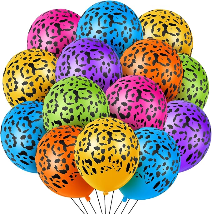 Gejoy 36 Pcs Colorful Neon Cheetah Balloons Leopard Print Balloons 12 Inch by Unknown