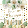Amandir Sage Green Baby Shower Decorations Welcome Baby Banner | Green Balloons by Amandir