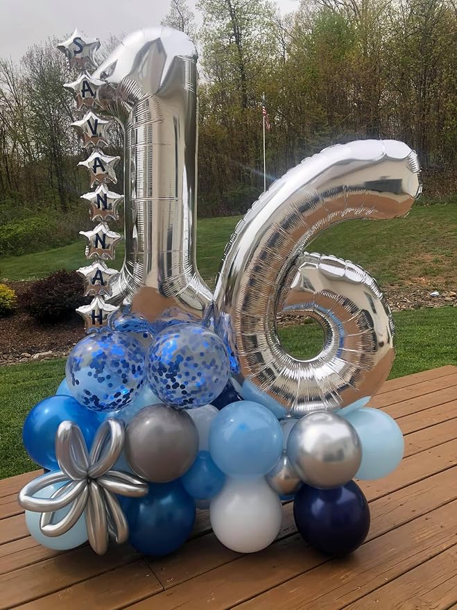 Silver Number 6 Balloon 40 Inch, 6th Birthday Party Decorations Men Women | - Image 4