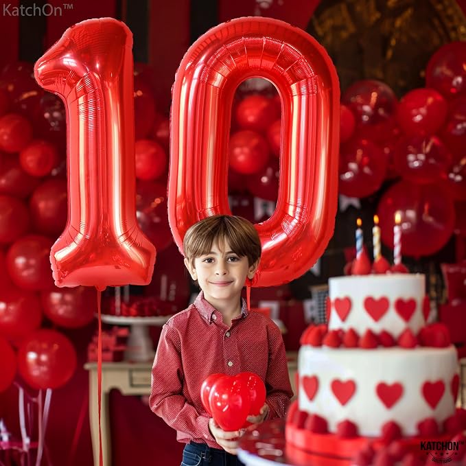 KatchOn Red 10 Balloon Number 40 Inch, 10th Birthday Decorations | Balloons - Image 6