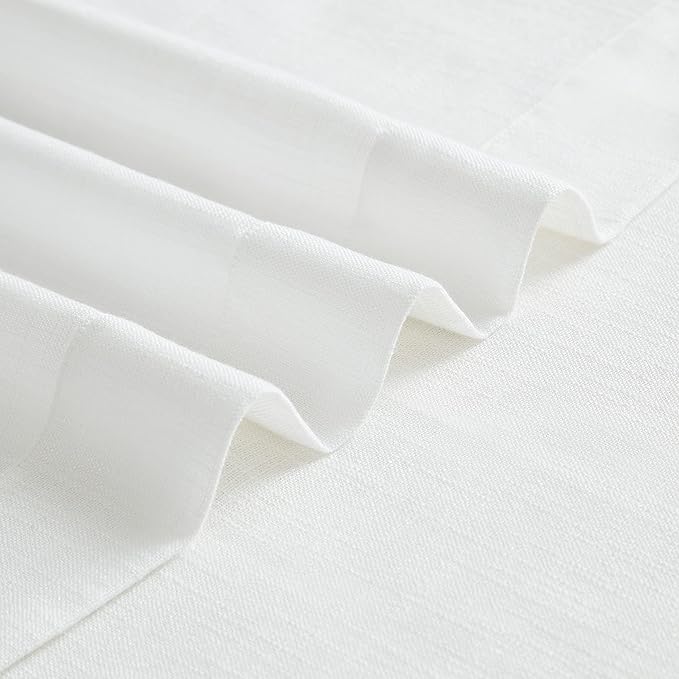 Vision Home White Pinch Pleated Semi Sheer Curtains Textured Light Filtering Window Curtains 108 inch for Living Room Bedroom Rayon Blended Pinch Pleat Drapes with Hooks 2 Panels 40" Wx108 L